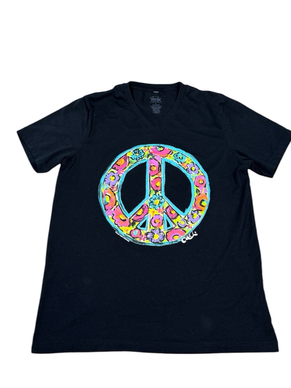 Callie Ann Stelter Floral Peace Tee by Texas True Threads Black